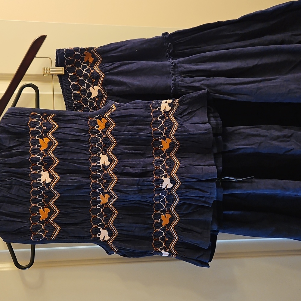 NWT! Free People Terra Smocked Maxi Skirt Set (M), Blue, Corduroy - Picture 9 of 16